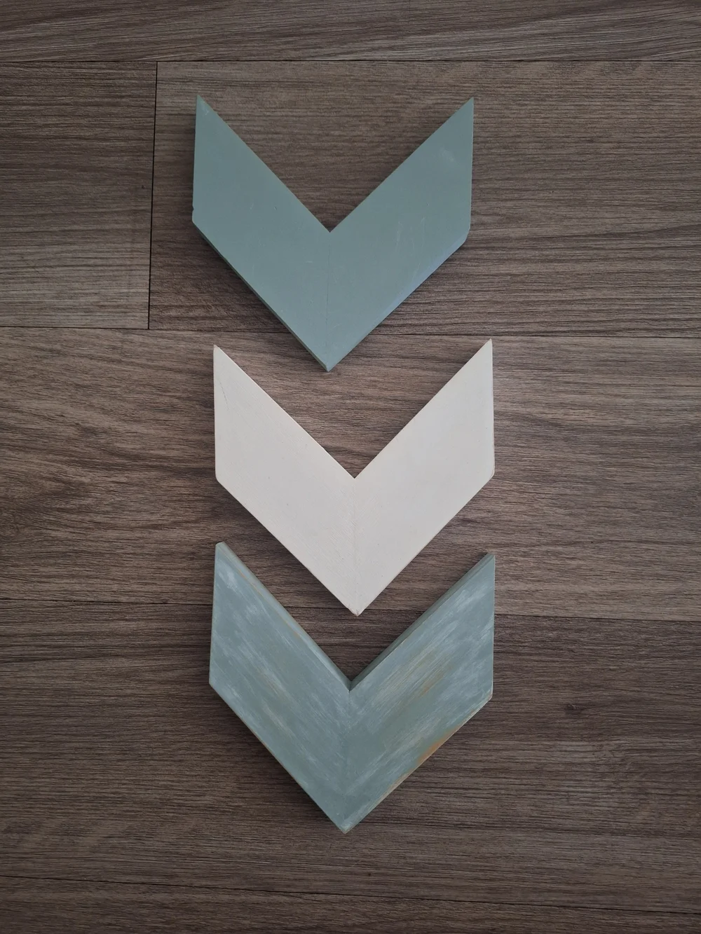 Wooden Chevron Wall Decor Set in Sage and Cream - Home Wall Art